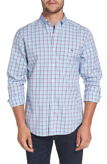 Men's Vineyard Vines Tucker Classic Fit Gingham Sport Shirt, Size - Purple