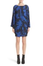 Women's Fuzzi Floral Crepe Bell Sleeve Dress Us / 40 It - Blue