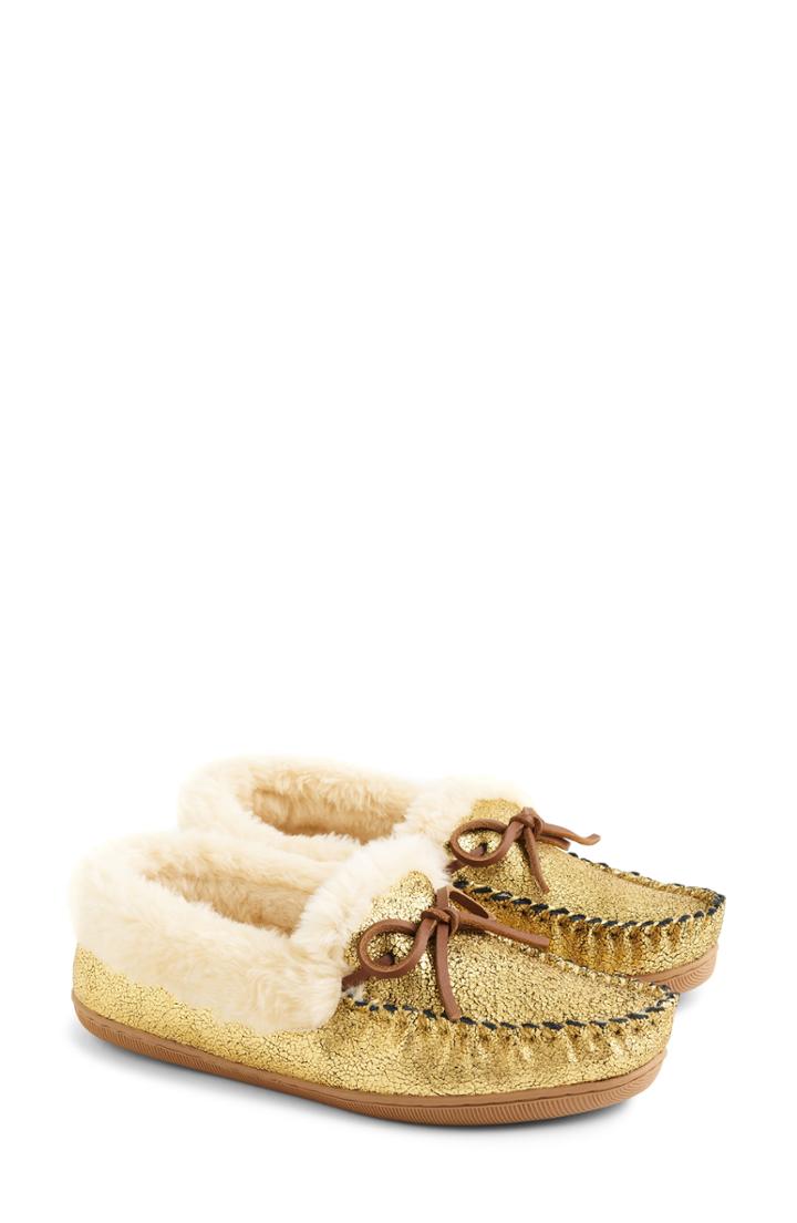 Women's J.crew Lodge Faux Shearling Moccasin M - Metallic