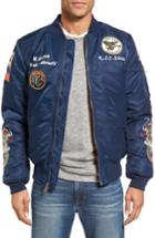 Men's Schott Nyc Souvenir Ma-1 Flight Jacket, Size - Blue