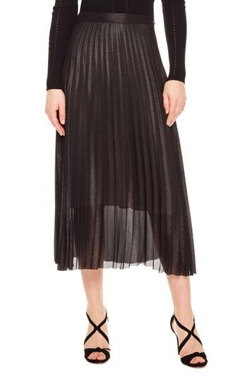 Women's Sandro Delphina Pleat Midi Skirt - Black