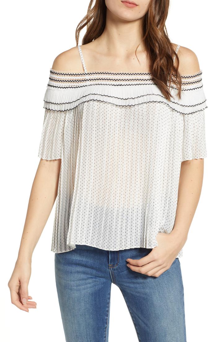 Women's Endless Rose Pleat Detail Cold Shoulder Blouse - White