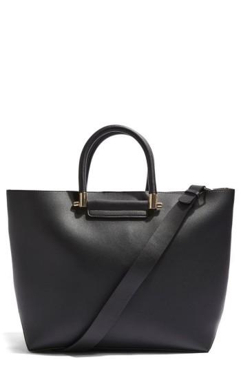 Topshop Simona Faux Leather Shopper - Black