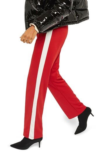 Women's Topshop Side Stripe Track Pants Us (fits Like 0-2) - Red