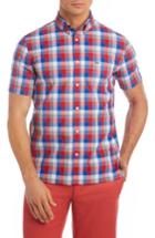 Men's Lacoste Regular Fit Check Short Sleeve Sport Shirt - Red