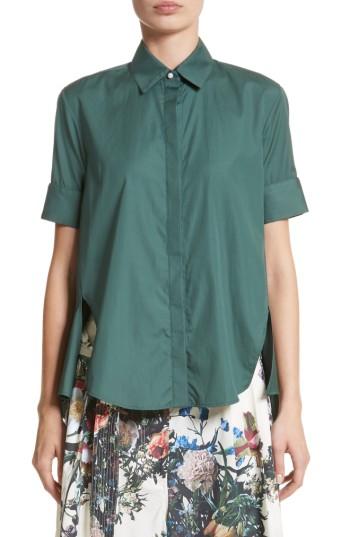 Women's Adam Lippes Cotton Poplin Trapeze Shirt - Green