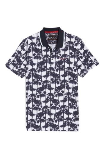Men's Ted Baker London Palm Print Polo (xxl) - White