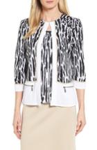 Women's Ming Wang Three Quarter Sleeve Zip Pocket Jacket - White