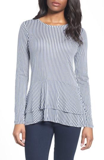 Women's Michael Michael Kors Stripe Layered Hem Top - Blue