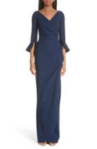 Women's Chiara Boni La Petite Robe Ruffle Cuff Side Drape Gown Us / 36 It - Blue