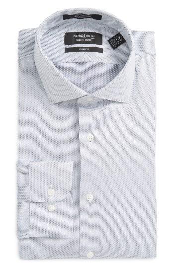Men's Nordstrom Men's Shop Trim Fit Dot Dress Shirt .5 32/33 - Blue