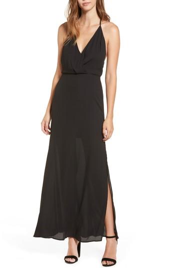 Women's Surplice Maxi Dress - Black