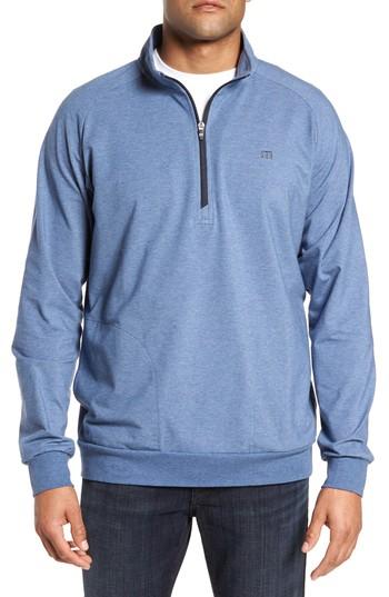 Men's Travis Mathew 'strange Love' Trim Fit Wrinkle Resistant Quarter Zip Jacket - Blue