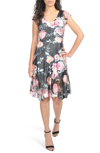 Women's Komarov Charmeuse & Chiffon A-line Dress - Black