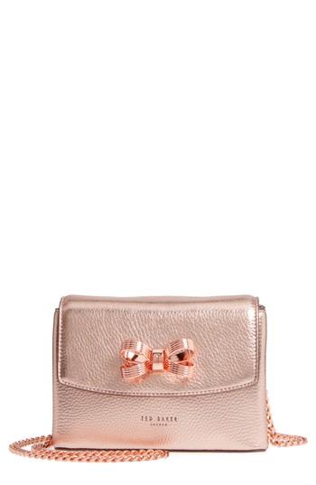 Ted Baker London Lupiin Metallic Leather Crossbody Bag - Brown