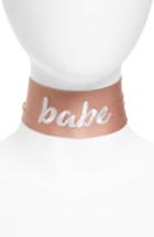 Women's New Friends Colony Babe Embroidered Ribbon Silk Choker