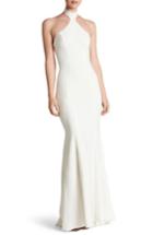 Women's Dress The Population Taylor Crepe Halter Gown - Ivory