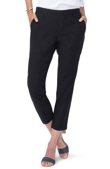 Women's Nydj Crop Linen Pants - Black