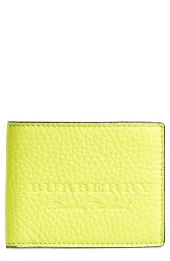 Men's Burberry Leather Bifold Wallet - Yellow