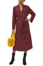 Women's Topshop Horn Button Print Midi Dress Us (fits Like 2-4) - Metallic