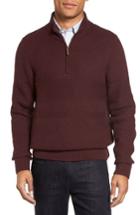 Men's Nordstrom Men's Shop Texture Cotton & Cashmere Quarter Zip Sweater, Size - Burgundy