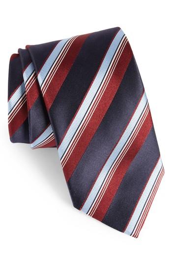 Men's Canali Stripe Silk Tie, Size X-long - Blue