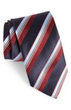 Men's Canali Stripe Silk Tie, Size X-long - Blue