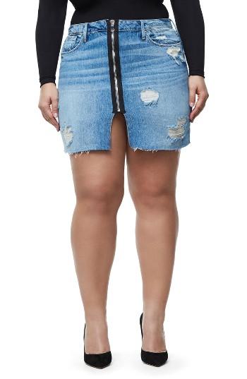 Women's Good American Zip Front Ripped Miniskirt - Blue