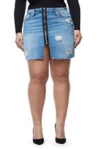 Women's Good American Zip Front Ripped Miniskirt - Blue
