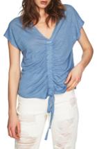 Women's 1.state Cinched Front Linen Top, Size - Blue/green