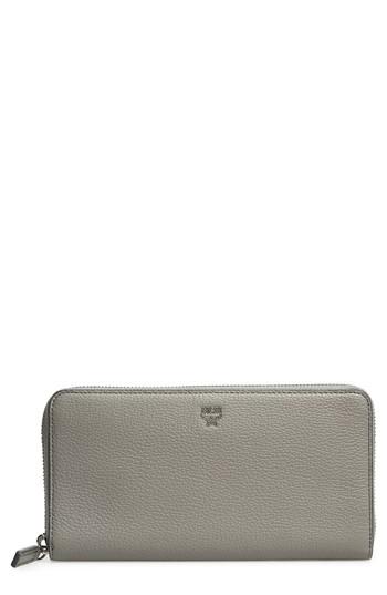 Women's Mcm Large Milla Zip-around Leather Wallet - Grey