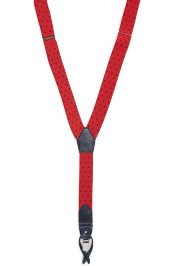Men's Magnanni Dot Suspenders, Size - Red / Navy