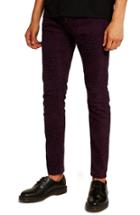 Men's Topman Stretch Skinny Fit Croc Print Jeans L - Purple