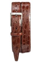 Men's Torino Belts Caiman Alligator Leather Belt - Cognac Brown