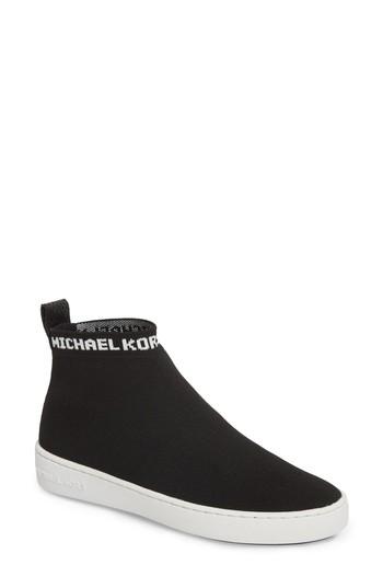 Women's Michael Michael Kors Hilda High Top Sock Sneaker M - Black