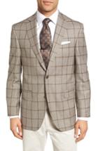 Men's David Donahue Connor Classic Fit Windowpane Wool Sport Coat R - Beige