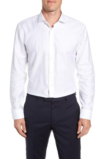 Men's Nordstrom Men's Shop Trim Fit Check Dress Shirt .5 - 34/35 - White