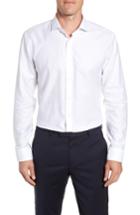 Men's Nordstrom Men's Shop Trim Fit Check Dress Shirt .5 - 34/35 - White