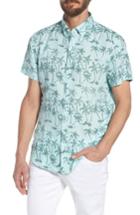Men's Bonobos Riviera Slim Fit Palm Print Linen Sport Shirt R - Blue