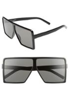 Women's Saint Laurent Betty 63mm Oversize Shield Sunglasses - Black
