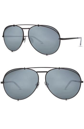 Women's Diff X Khloe Koko 63mm Oversize Aviator Sunglasses - Light Gunmetal/ Silver