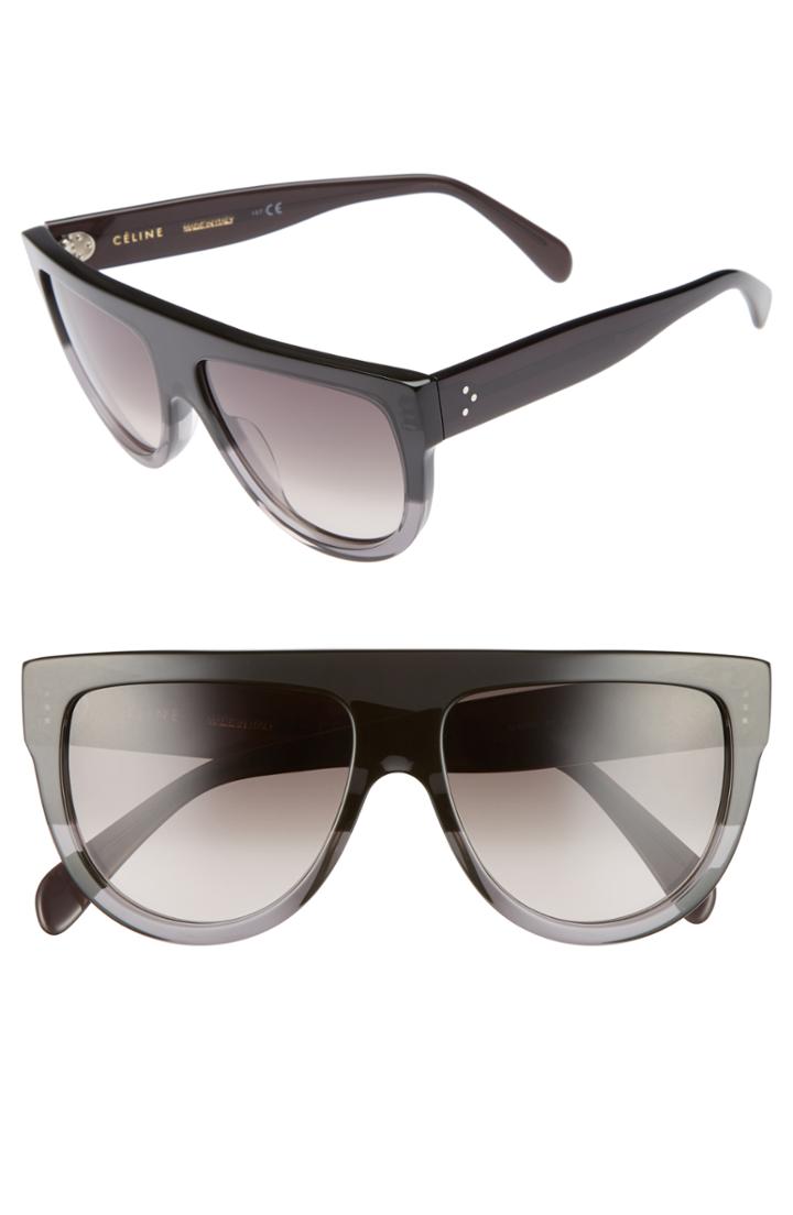 Women's Celine Flat Top Sunglasses - Dark Grey/ Brown