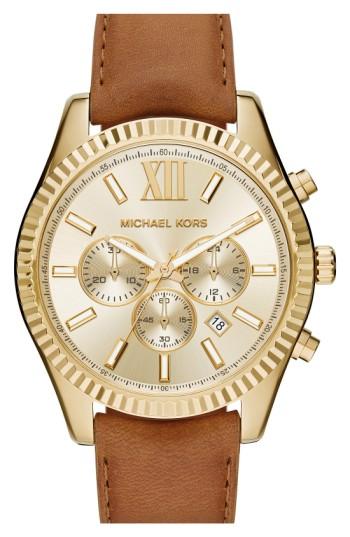 Men's Michael Kors 'lexington' Chronograph Leather Strap Watch, 44mm