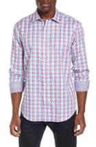 Men's Bugatchi Shaped Fit Basketweave Print Sport Shirt - Blue
