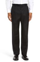 Men's Zanella Bennett Regular Fit Pleated Trousers - Black