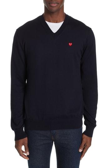 Men's Comme Des Garcons Play Cotton Logo Sweater - Blue