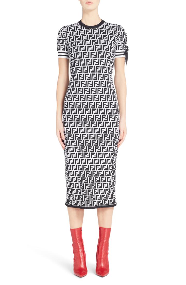 Women's Fendi Logo Body-con Dress Us / 42 It - White
