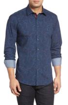 Men's Bugatchi Classic Fit Crackle Stripe Sport Shirt, Size - Blue