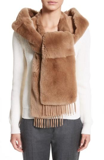 Women's Max Mara Genuine Rabbit Fur Scarf, Size - Brown