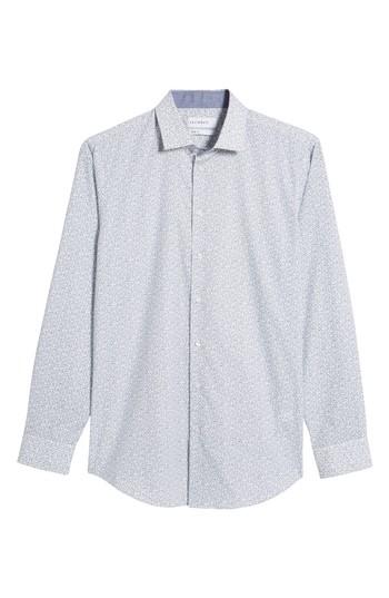 Men's Calibrate Trim Fit Butterfly Print Sport Shirt .5 32/33 - White